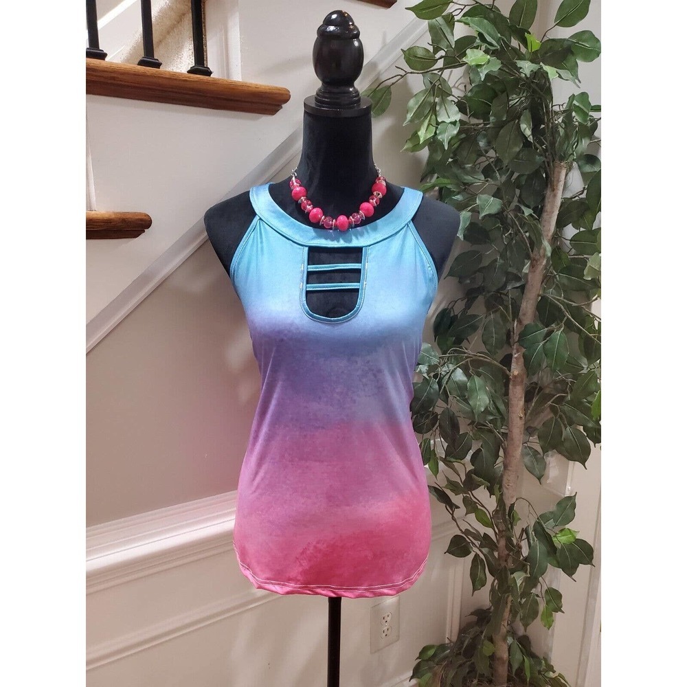 SHEIN Women's Tie Dye Polyester Round Neck‎ Sleeveless Casual Top Shirt